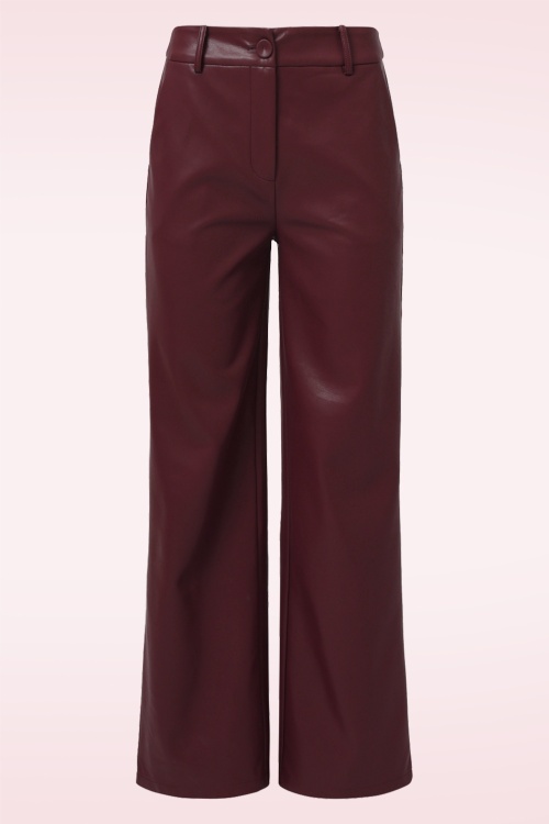 Smashed Lemon - Feline Faux Leather pantalon in bordeauxrood 2