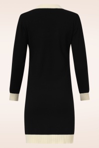 Smashed Lemon - Steffi gebreide jurk in zwart en gebroken wit 5