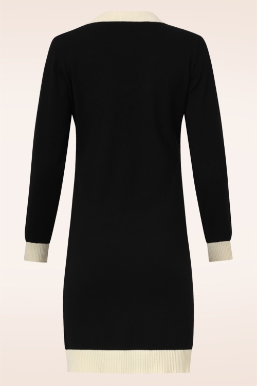 Smashed Lemon - Steffi gebreide jurk in zwart en gebroken wit 5