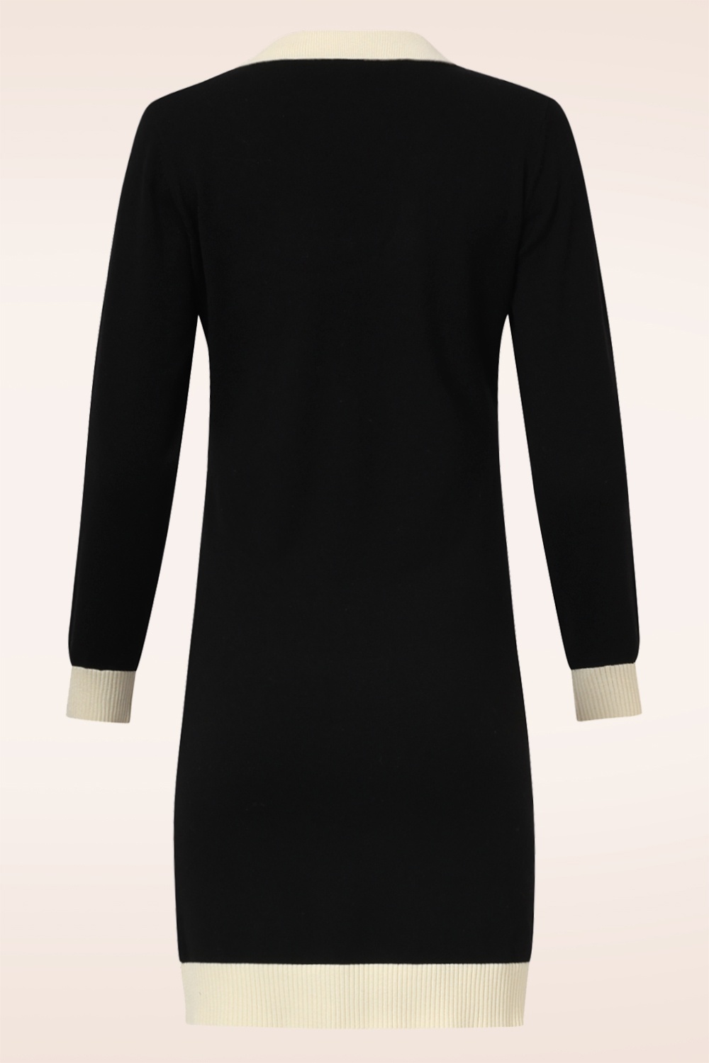 Smashed Lemon - Steffi gebreide jurk in zwart en gebroken wit 5