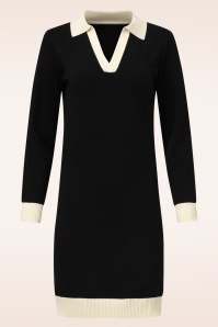 Smashed Lemon - Steffi gebreide jurk in zwart en gebroken wit 2