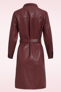 Smashed Lemon - Terry Faux Leather jurk in bordeauxrood 5