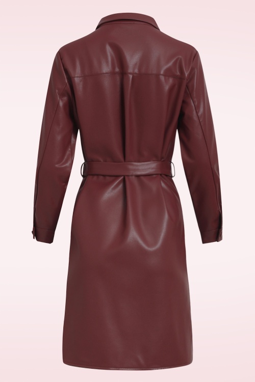 Smashed Lemon - Terry Faux Leather jurk in bordeauxrood 5