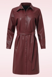 Smashed Lemon - Terry Faux Leather jurk in bordeauxrood