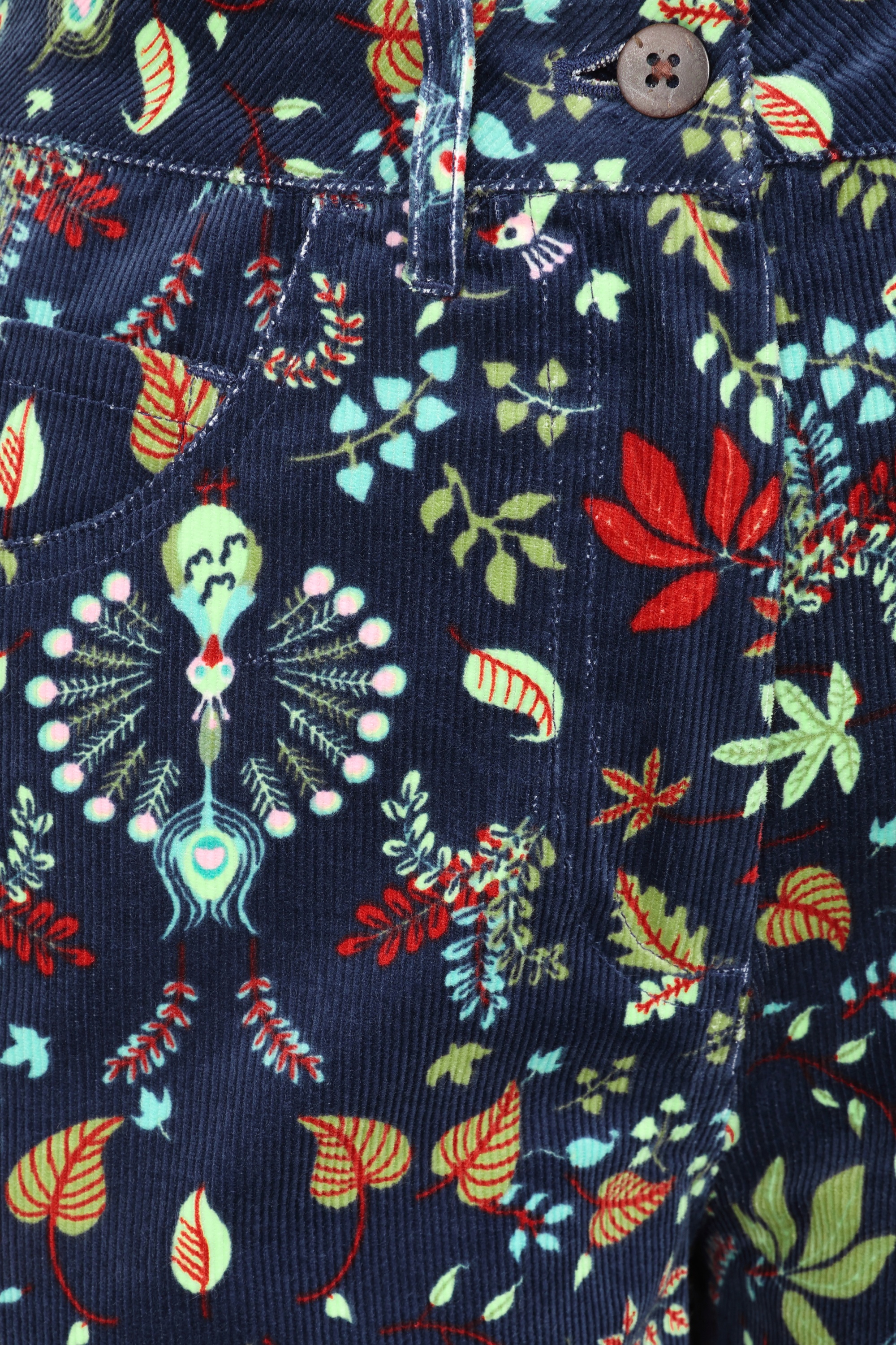 Blutsgeschwister - Marlotte Corduroy High Waist pantalon in Maze of Peacocks 2