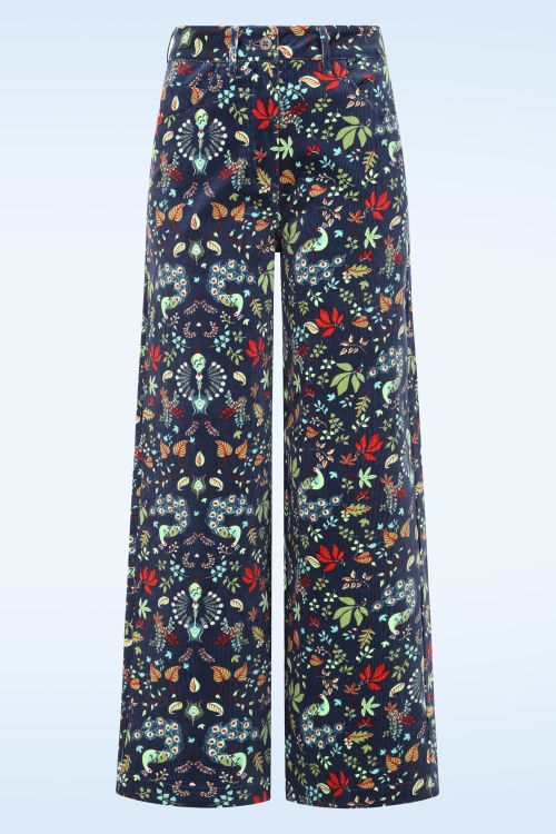 Blutsgeschwister - Marlotte Corduroy High Waist pantalon in Maze of Peacocks