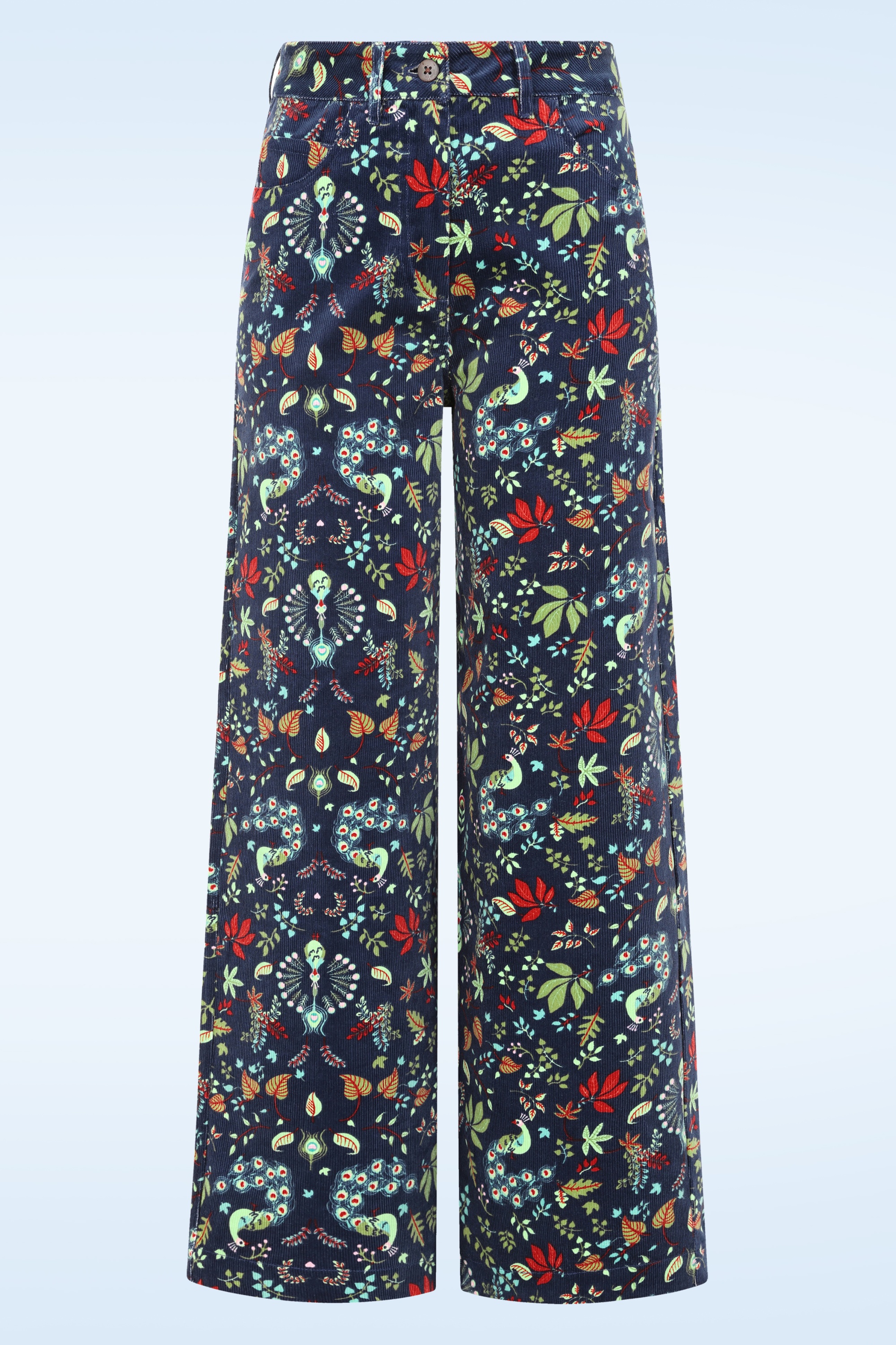 Blutsgeschwister - Marlotte Corduroy High Waist pantalon in Maze of Peacocks