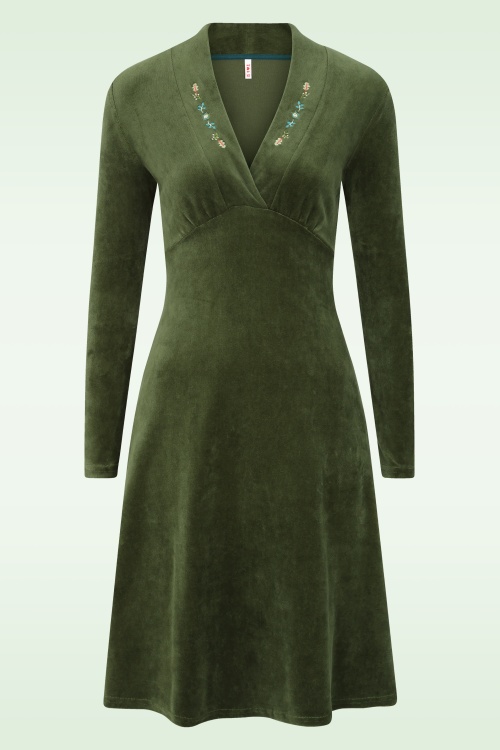 Blutsgeschwister - Velvet Glamour Aura jurk in Shades of Green