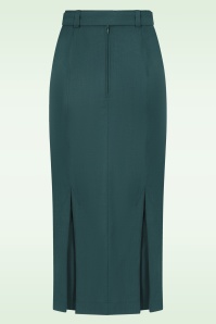 Emmy Design - The Triple Step midi rok van wol in petrol 4