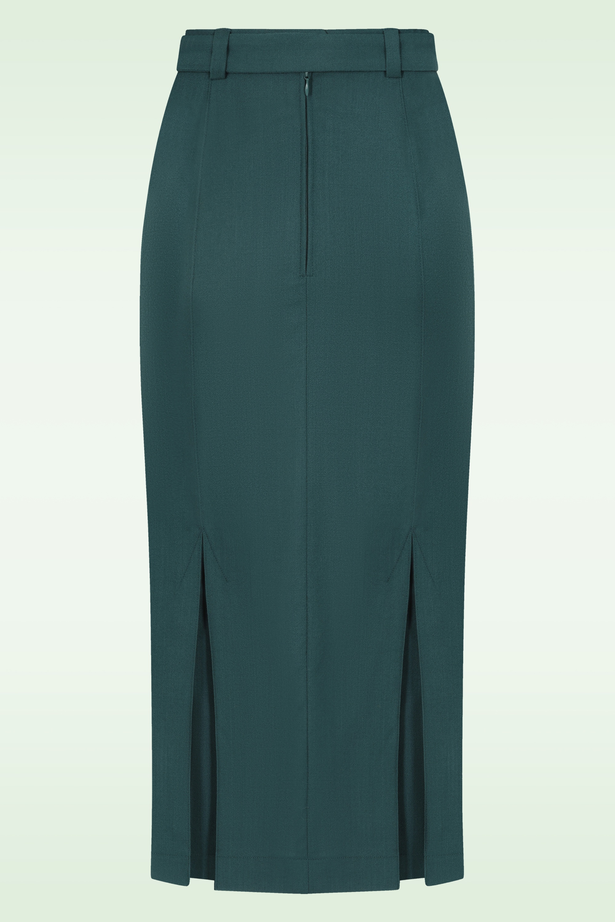 Emmy Design - The Triple Step midi rok van wol in petrol 4