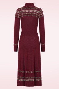 Emmy Design - The Fair-est Isle gebreide wollen jurk in bordeauxrood 4
