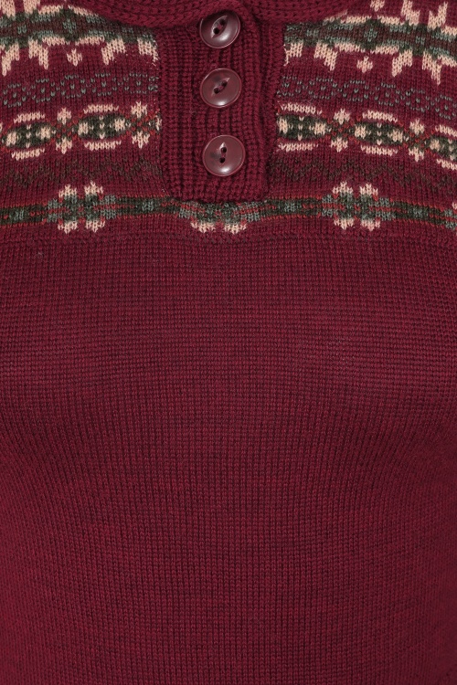 Emmy Design - The Fair-est Isle gebreide wollen jurk in bordeauxrood 3