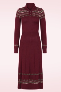 Emmy Design - The Fair-est Isle gebreide wollen jurk in bordeauxrood 2