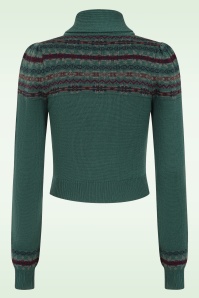 Emmy Design - The Fair-est Isle Wool  gebreide cardigan van wol in petrolgroen 3