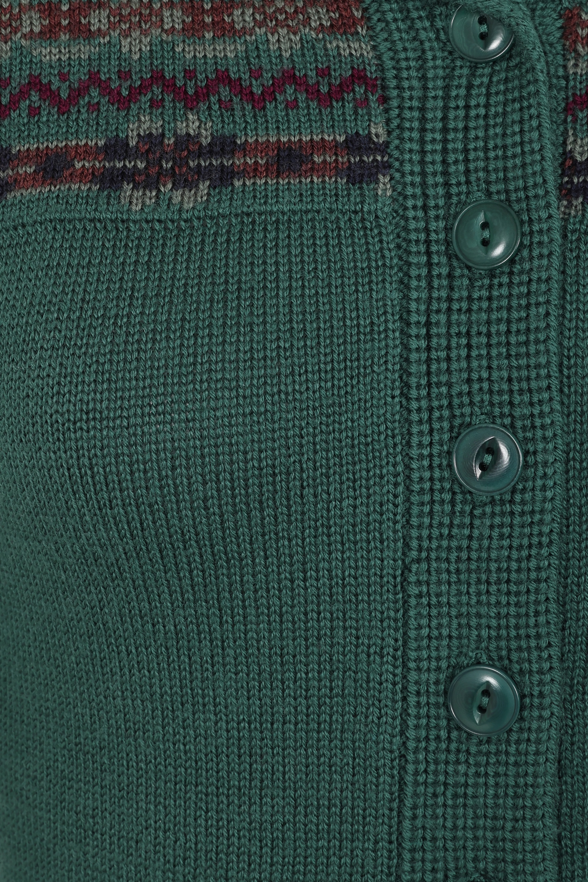 Emmy Design - The Fair-est Isle Wool  gebreide cardigan van wol in petrolgroen 2