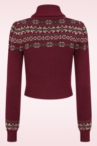 Emmy Design - The Fair-est Isle gebreide cardigan van wol in bordeauxrood 4