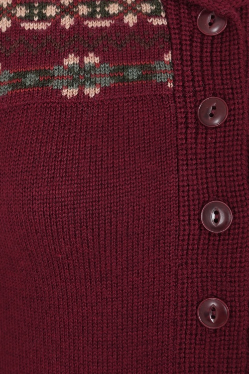 Emmy Design - The Fair-est Isle gebreide cardigan van wol in bordeauxrood 3