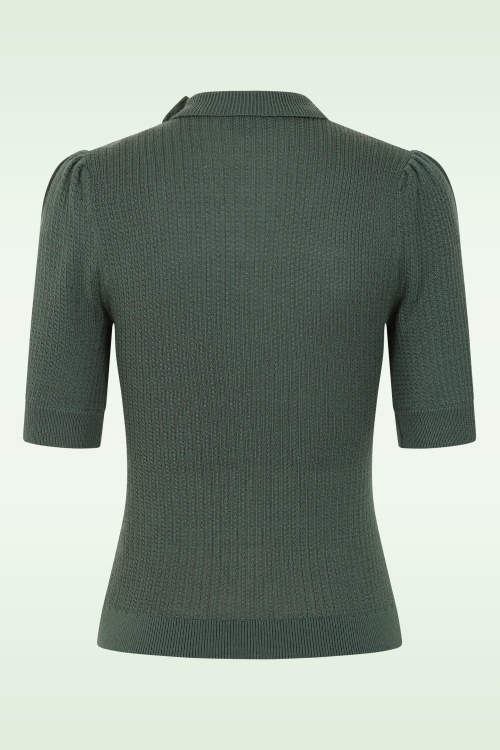 Emmy Design - The Drawer merino wol gebreide top in leisteengroen 3