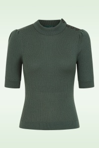 Emmy Design - The Drawer merino wol gebreide top in leisteengroen