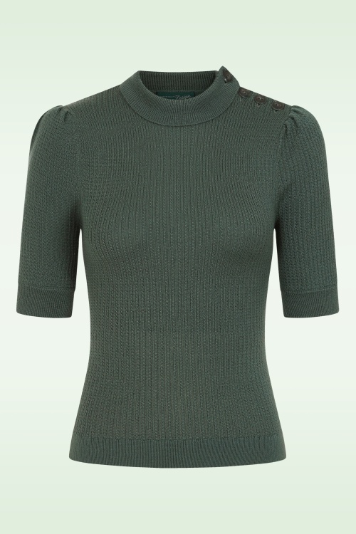 Emmy Design - The Drawer merino wol gebreide top in leisteengroen