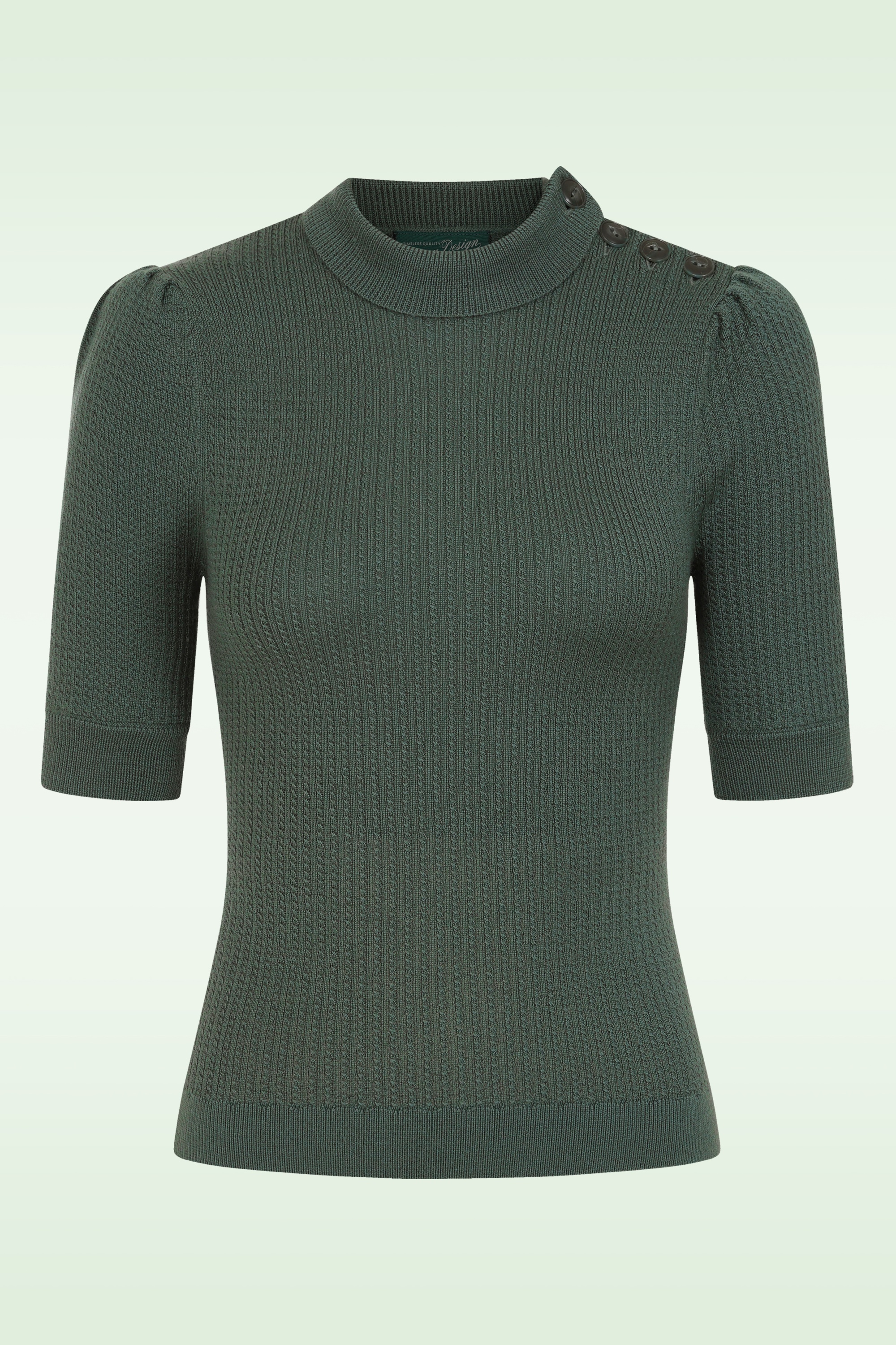 Emmy Design - The Drawer merino wol gebreide top in leisteengroen