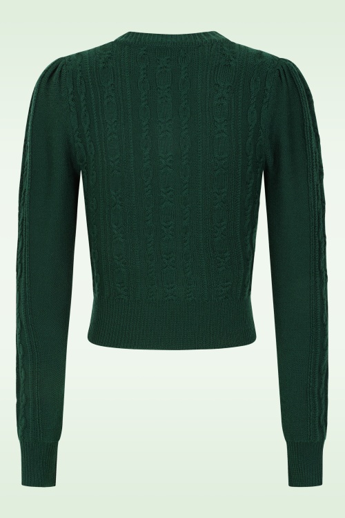 Emmy Design - The Ice Skater gebreide cardigan van wol in flessengroen 4