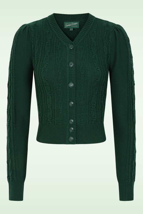 Emmy Design - The Ice Skater gebreide cardigan van wol in flessengroen