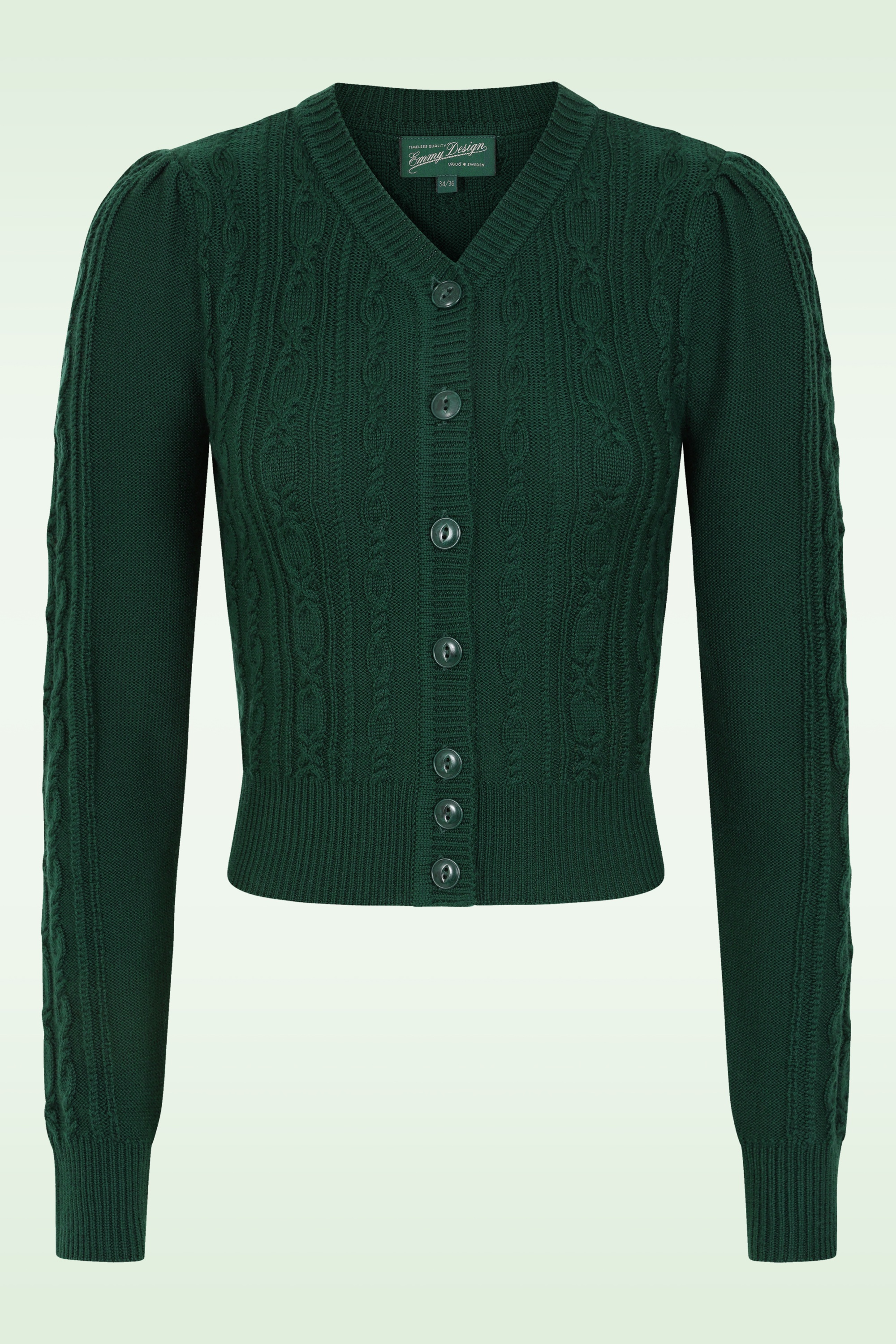 Emmy Design - The Ice Skater gebreide cardigan van wol in flessengroen 2