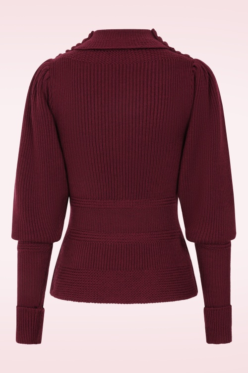 Emmy Design - The Edwardian gebreide trui van wol in bordeauxrood 4