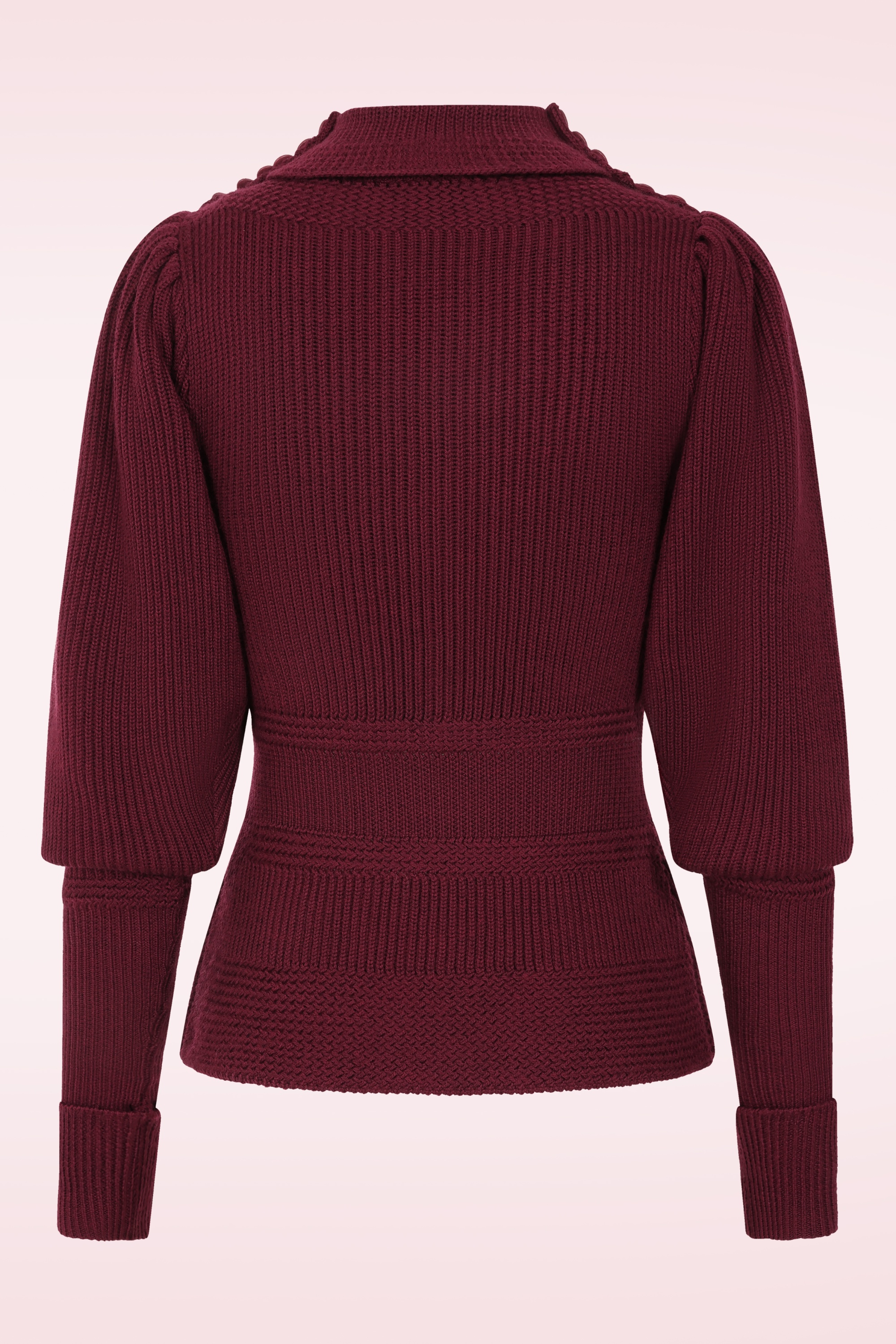 Emmy Design - The Edwardian gebreide trui van wol in bordeauxrood 4