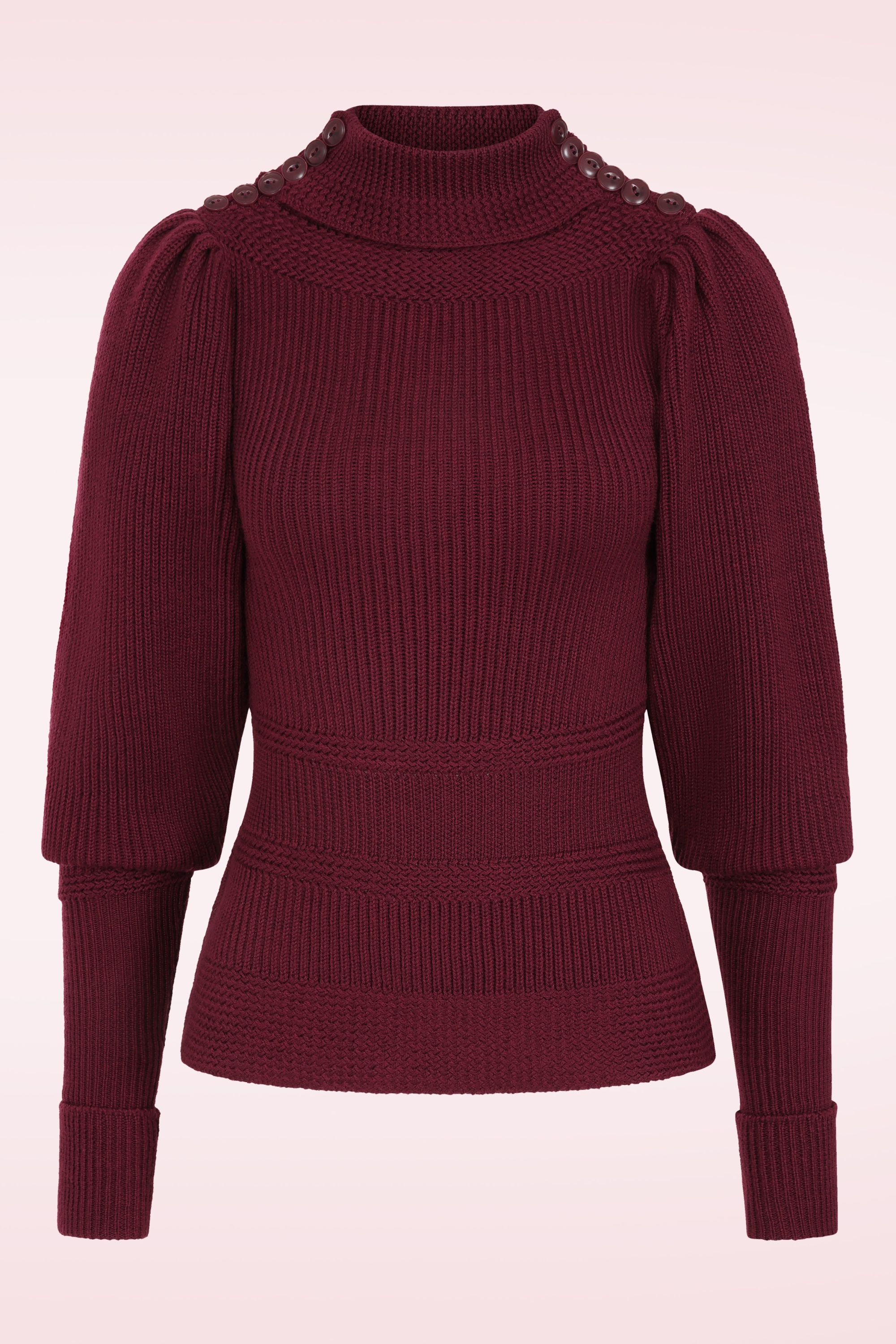 Emmy Design - The Edwardian gebreide trui van wol in bordeauxrood 2