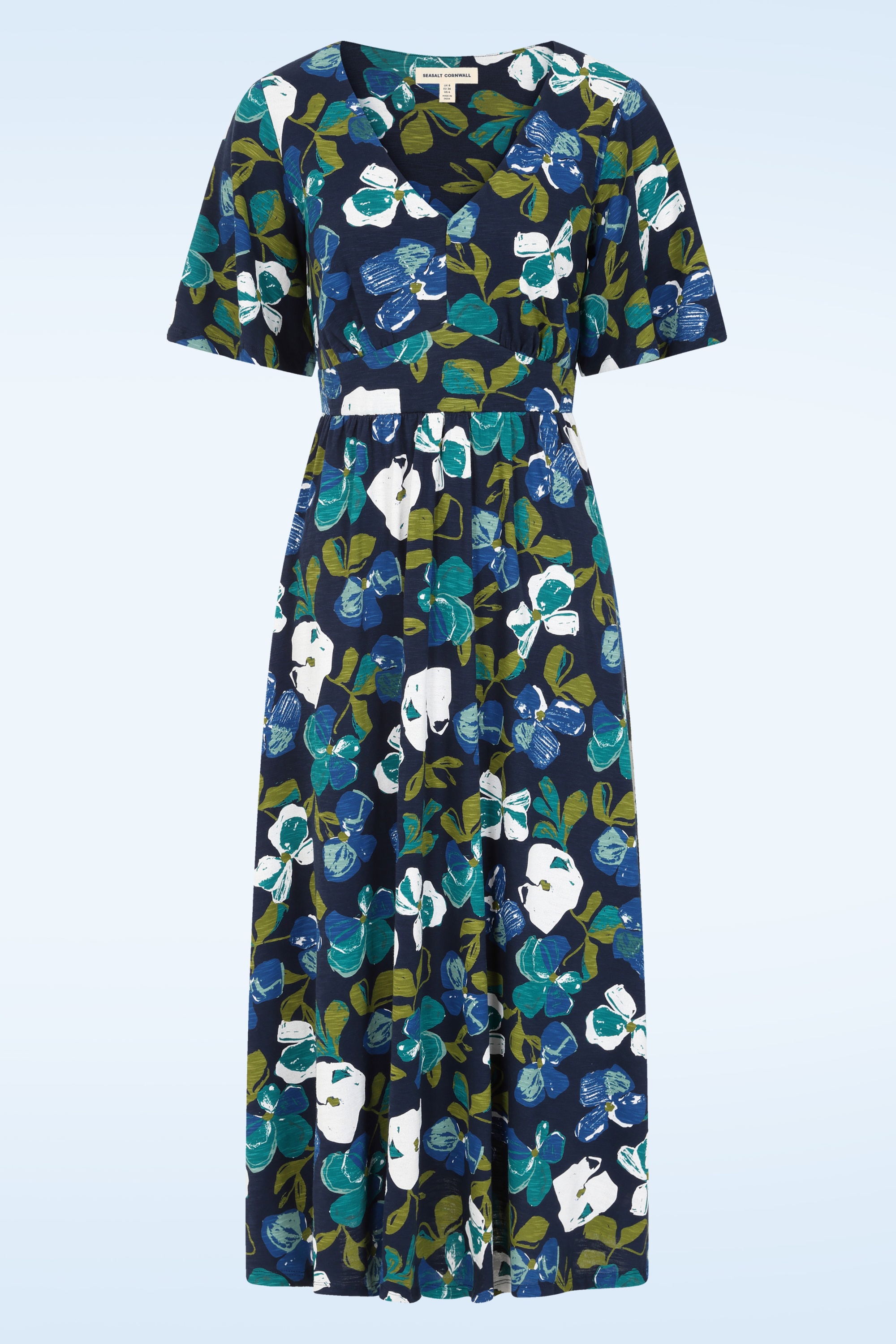 Seasalt - Chateaux midaxi jurk in lamorna bloom maritime