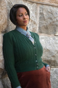 Emmy Design - The Ice Skater gebreide cardigan van wol in flessengroen