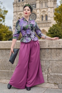 Miss Candyfloss - Riley Violette palazzo trousers in paarsroze