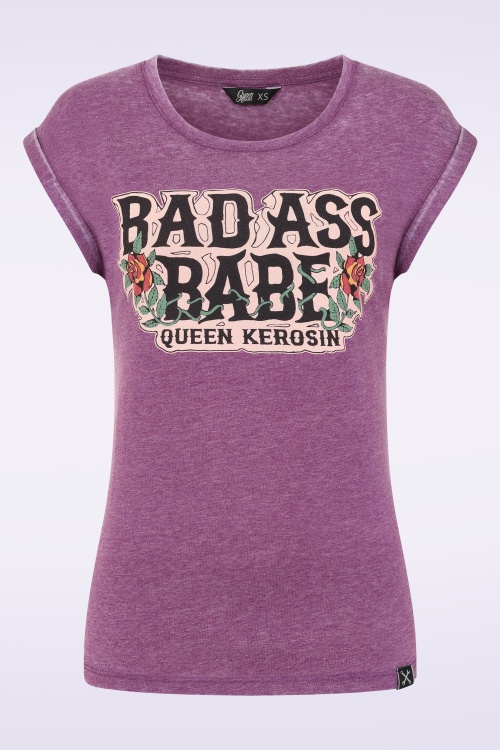 Queen Kerosin - Badass Babe T-shirt in pruimpaars