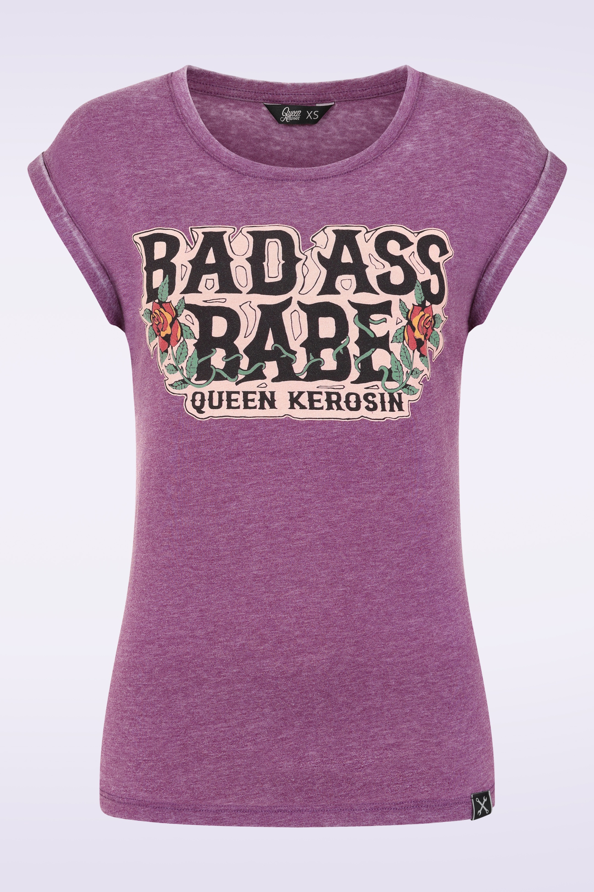 Queen Kerosin - Badass Babe T-shirt in pruimpaars