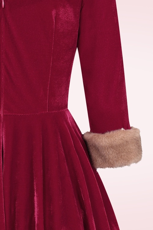 Banned Retro - Winter Rouge fluwelen swing jurk in rood 3