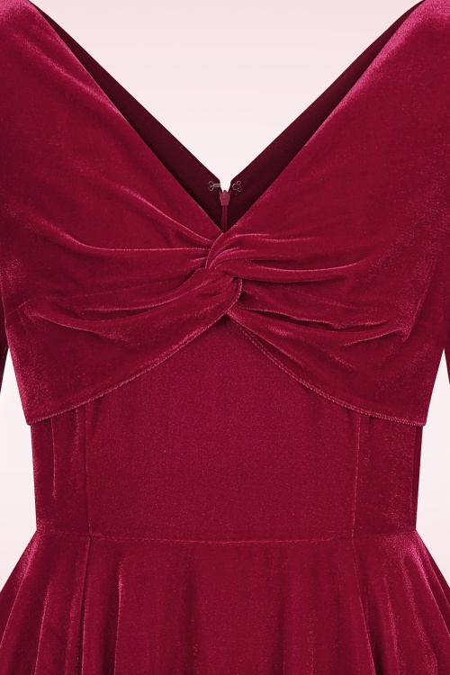 Banned Retro - Winter Rouge fluwelen swing jurk in rood 2