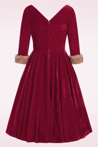 Banned Retro - Winter Rouge fluwelen swing jurk in rood 4