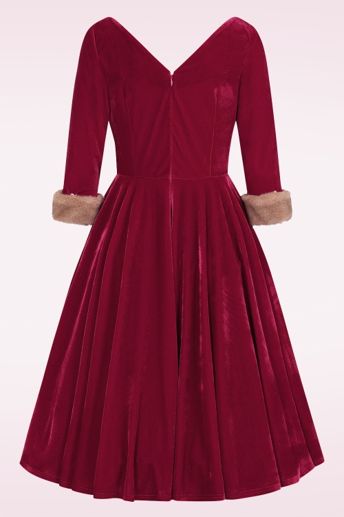 Banned Retro - Winter Rouge fluwelen swing jurk in rood 4