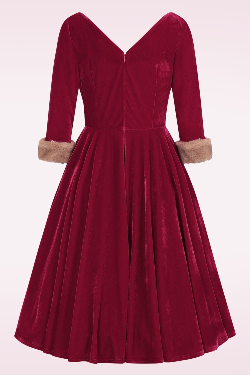 Banned Retro - Winter Rouge fluwelen swing jurk in rood 4