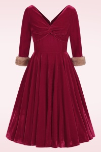 Banned Retro - Winter Rouge fluwelen swing jurk in rood