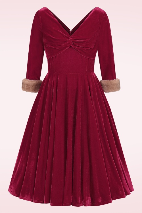 Banned Retro - Winter Rouge fluwelen swing jurk in rood
