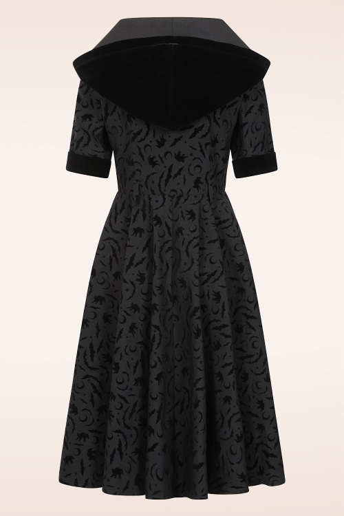 Banned Retro - Tara Halloween Night Hooded swing jurk in zwart 3