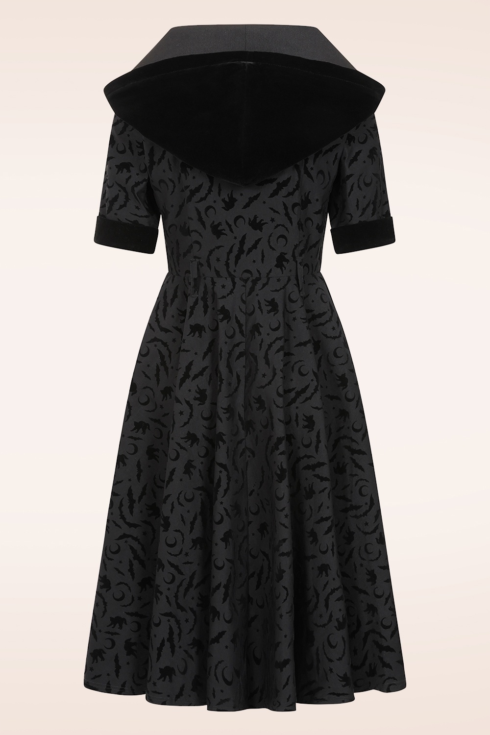 Banned Retro - Tara Halloween Night Hooded swing jurk in zwart 3