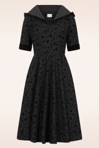 Banned Retro - Tara Halloween Night Hooded swing jurk in zwart