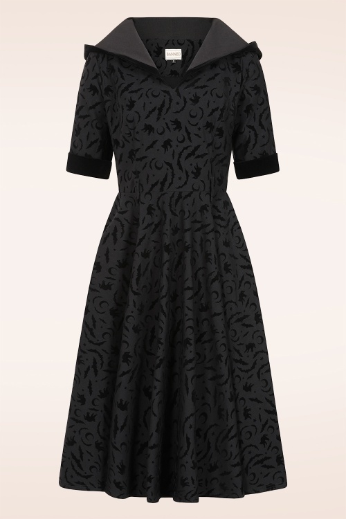 Banned Retro - Tara Halloween Night Hooded swing jurk in zwart