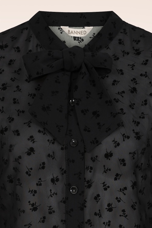Banned Retro - Petite Fleur Sheer blouse in zwart 2