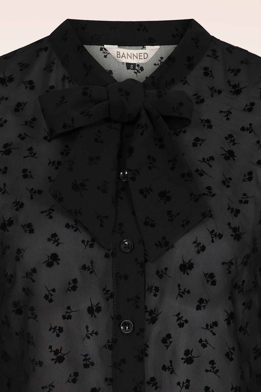 Banned Retro - Petite Fleur Sheer blouse in zwart 2