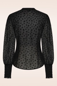 Banned Retro - Petite Fleur Sheer blouse in zwart 4